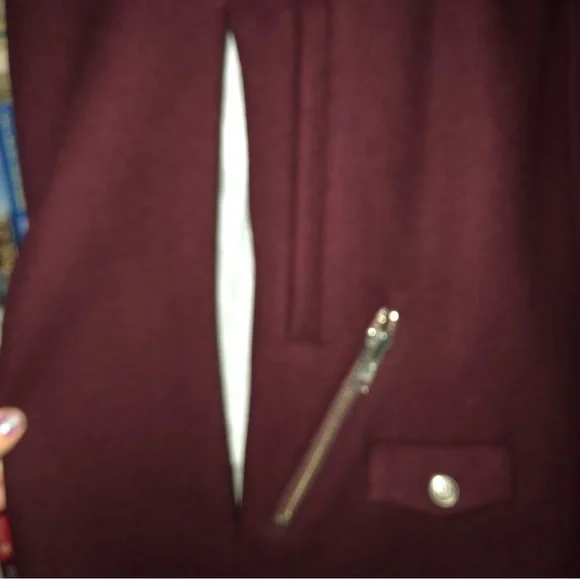 The Kooples Burgundy Moto Cape Coat Jacket - Picture 10 of 16